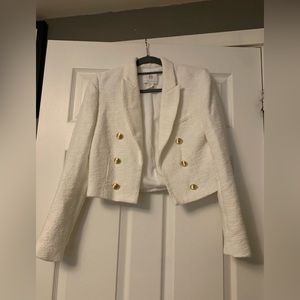 Cream cropped military inspired jacket